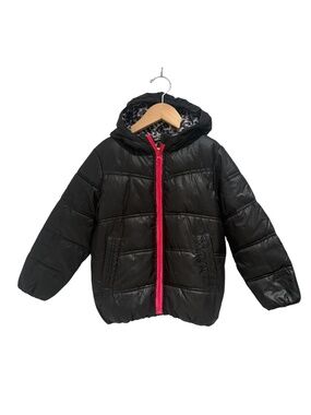 ONEKID black, pink, animal print packable car safe “road coat” - size 4/5
